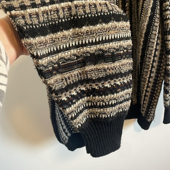 VTG 3D Knit Murano Knit Sweater XXL Black Wool Blend Crew Cosby Pullover Multi - Picture 5 of 15